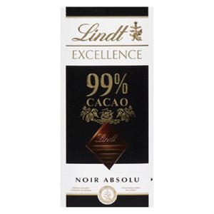 LINDT EXCELL BAR CHOC 99% CACAO DISC 50GR