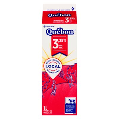 Quebon Milk 3.25% Homogenized 1LT