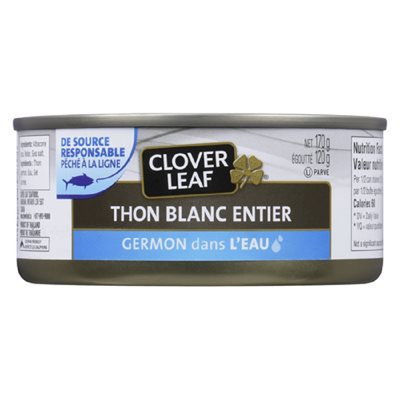 CLOVLEAF THON BLANC ENTIER EAU 170GR