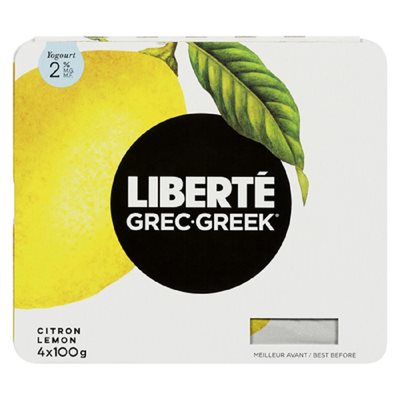 LIBERTE YOGOURT GREC 2% CITRON 4x100GR