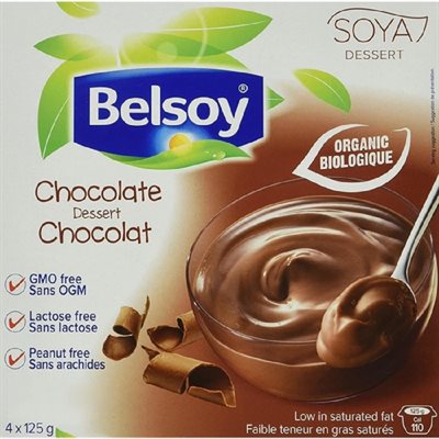 Belsoy Org Soy Pudding Choc 4x125GR