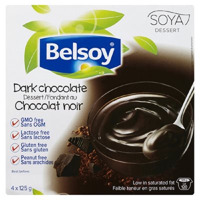 BELSOY DESSERT CHOC NOIR SGLUT 4x125GR