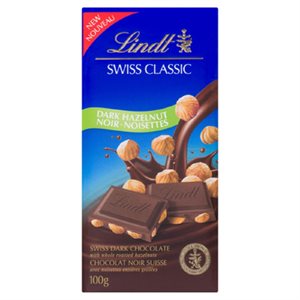 LINDT SWISS CLASS NOISETTE NOIR 100GR