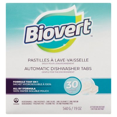 BIOVERT PASTIL LAVE VAISELLE 30un DISC 540GR